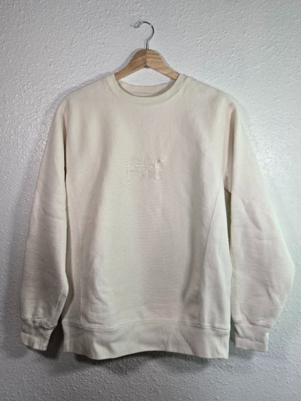 Official Adele "Hello It's Me" Embroidered Bone-white Crewneck Sweatshirt